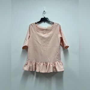 Amazon Baby Pink Blouse with Elbow Length Sleeves - Peplum Hem.  Size: Large